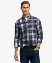 Superdry Koszula Lumberjack z długim rękawem, bawełna - Hampton Check Blue. Niebieskie koszule damskie Superdry, l, z aplikacjami, z bawełny, bez kołnierzyka, bez ramiączek. Za 322.70 zł.