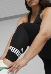 Damskie legginsy z logo Essentials PUMA Black. Czarne legginsy damskie Puma, xs, bez wzorów, z bawełny. Za 120.40 zł.