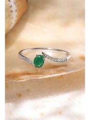 ATELIER DU DIAMANT Złoty pierścionek "Belle Emeraude" z diamentami i szmaragdem rozmiar: 58. Szare pierścionki damskie ATELIER DU DIAMANT, z diamentem, złote. Za 1,196.99 zł.