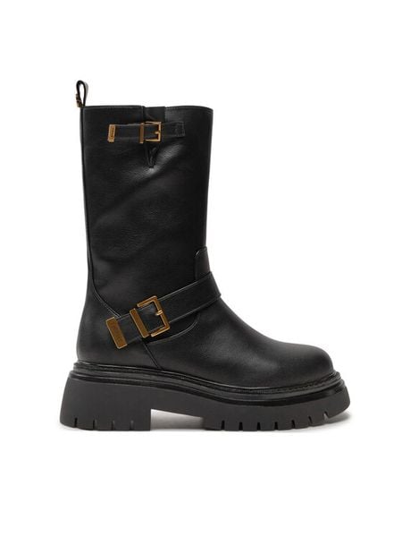 TWINSET Botki 242TCP042 Czarny. Czarne botki damskie Twinset, ze skóry, bez obcasa, na płaskiej podeszwie, bez zapięcia. Za 649.99 zł.