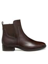 Geox Botki D Felicity D94G1G 04347 C6006 Brązowy. Brązowe botki damskie Geox, ze skóry, bez obcasa, na płaskiej podeszwie, bez zapięcia. Za 469.99 zł.