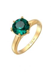 Elli Damski pasjans elegancki z kryształem zielonym w pozłacanym srebrze próby 925 Sterling Silver Pierścionki 1 ct. Szare pierścionki damskie Elli, pozłacane. Za 241.39 zł.