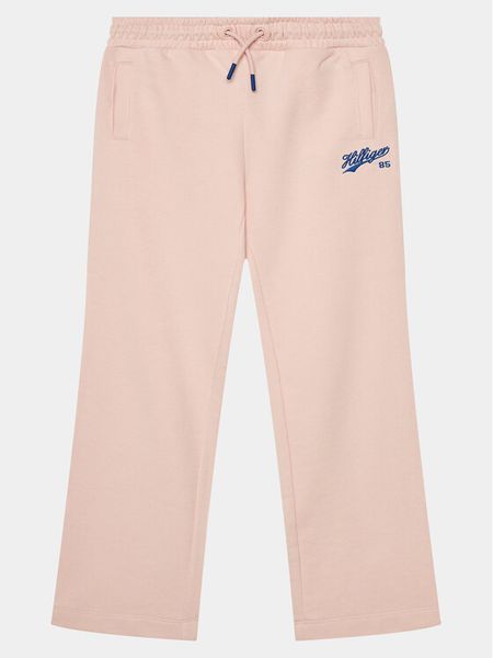 Tommy Hilfiger Spodnie dresowe Hilfiger Script Wide Sweatpant KG0KG07751 Różowy Regular Fit. Czerwone spodnie dresowe dziewczęce Tommy Hilfiger, bez wzorów, z bawełny. Za 209.99 zł.