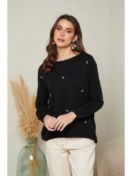 Soft Cashmere Sweter w kolorze czarnym rozmiar: 38/40. Czarne swetry klasyczne damskie Soft Cashmere, bez kołnierzyka. Za 112.29 zł.