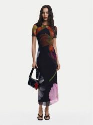 Desigual Sukienka codzienna Roterdam 25SWVK12 Czarny Slim Fit. Czarne sukienki damskie Desigual, bez wzorów, z syntetyku, bez ramiączek. Za 369.99 zł.