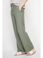 ASSUILI Lniane spodnie w kolorze khaki rozmiar: 38. Brązowe spodnie materiałowe damskie Assuili, bez wzorów, ze lnu. Za 130.99 zł.