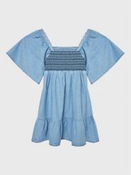 Pepe Jeans Sukienka codzienna Soronaty PG951603 Błękitny Regular Fit. Niebieskie sukienki dziewczęce Pepe Jeans, bez wzorów, z bawełny, bez ramiączek, proste. Za 299.99 zł.