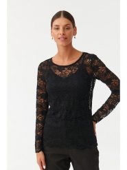 TATUUM Bluzka w kolorze czarnym rozmiar: XL. Czarne bluzki damskie TATUUM, xl, bez wzorów, z koronki, bez kołnierzyka, bez ramiączek. Za 109.95 zł.