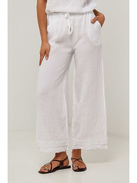 Le Monde du Lin Lniane spodnie w kolorze białym rozmiar: 34/36. Białe spodnie materiałowe damskie Le Monde du Lin, bez wzorów, ze lnu. Za 187.45 zł.