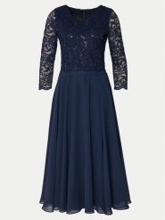 Swing Sukienka koktajlowa 5AI08900 Granatowy Regular Fit. Niebieskie sukienki damskie Swing, bez wzorów, z syntetyku, wizytowe, bez ramiączek. Za 489.99 zł.