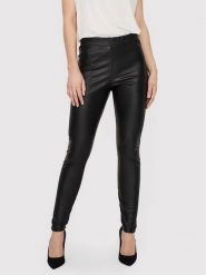 Vero Moda Spodnie z imitacji skóry 10257164 Czarny Skinny Fit. Czarne rurki damskie Vero Moda, bez wzorów, ze skóry. Za 109.99 zł.