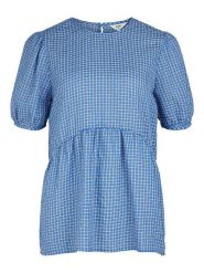 Object Bluzka "Evelyn" w kolorze niebieskim rozmiar: 34. Niebieskie bluzki damskie Object, bez wzorów, bez kołnierzyka, bez ramiączek. Za 32.90 zł.