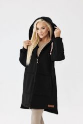 Czarna damska bluza Mona z kapturem PLUS SIZE XXL OVERSIZE JESIEŃ. Czarne bluzy damskie Moda Size Plus Iwanek, na jesień, plus size, bez wzorów, z bawełny, z kapturem. Za 329.90 zł.