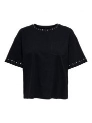 ONLY Koszulka "Terza" w kolorze czarnym rozmiar: M. Czarne bluzki damskie Only, m, bez wzorów, z bawełny, bez kołnierzyka, bez ramiączek. Za 60.99 zł.