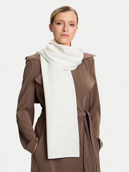 Calvin Klein Szalik Emblem Aop Jcq Fine Rib Scarf LV04D8051G Beżowy. Brązowe szaliki damskie Calvin Klein, bez wzorów, z wiskozy. Za 189.99 zł.
