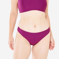 Dół kostiumu kąpielowego surfingowego damski Olaian Lulu teksturowany. Fioletowe bikini OLAIAN, bez wzorów, z elastanu. Za 39.99 zł.