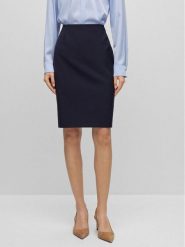 Boss Spódnica ołówkowa Vileah 50490036 Granatowy Slim Fit. Niebieskie spódnice damskie Boss, bez wzorów, z wełny. Za 849.99 zł.