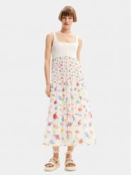 Desigual Sukienka letnia Vancouver 24SWVK58 Biały Regular Fit. Białe sukienki damskie Desigual, bez wzorów, z syntetyku, bez ramiączek. Za 279.99 zł.