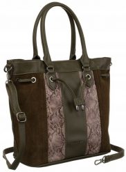 Shopperka wężowa David Jones 6885-5 khaki. Brązowe torebki klasyczne damskie David Jones, ze skóry ekologicznej, bez dodatków. Za 158.99 zł.