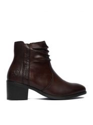 Rieker Botki CEO-73953-27 Brązowy. Brązowe botki damskie Rieker, ze skóry, bez obcasa, na słupku, bez zapięcia. Za 449.99 zł.