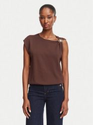 Morgan Bluzka 262-MCHOCO Brązowy ciemny Regular Fit. Brązowe bluzki damskie Morgan, m, bez wzorów, z wiskozy, bez kołnierzyka, bez ramiączek. Za 209.99 zł.