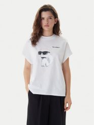KARL LAGERFELD T-Shirt A2W17115 Biały Loose Fit. Białe t-shirty damskie KARL LAGERFELD, xl, bez wzorów, z bawełny, bez kołnierzyka. Za 429.99 zł.