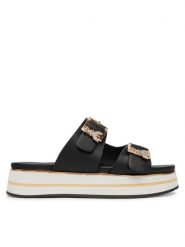 Patrizia Pepe Klapki PPJ389/31 Czarny. Czarne klapki damskie Patrizia Pepe, bez wzorów, ze skóry, bez obcasa, bez zapięcia. Za 383.99 zł.