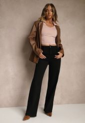 Czarne Jeansy High Waist z Szeroką Nogawką Riloresa. Czarne jeansy damskie Renee, z podwyższonym stanem. Za 99.99 zł.