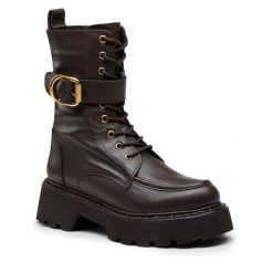 Botki Badura. Brązowe botki damskie Badura, bez obcasa, na płaskiej podeszwie, bez zapięcia. Za 256.99 zł.