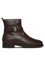 Tommy Hilfiger Botki Th Buckle Riding Leather Bootie FW0FW08781 Brązowy. Brązowe botki damskie Tommy Hilfiger, ze skóry, bez obcasa, na płaskiej podeszwie, bez zapięcia. Za 559.99 zł.