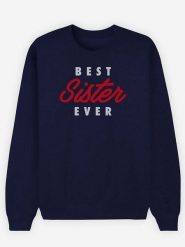 WOOOP Bluza "Best Sister" w kolorze granatowym rozmiar: XS. Niebieskie bluzy damskie Wooop, xs, bez wzorów, z bawełny, bez kaptura. Za 108.99 zł.