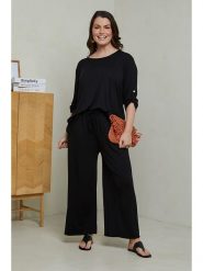 Curvy Lady 2-częściowy zestaw w kolorze czarnym rozmiar: 44/46. Czarne spodnie materiałowe damskie Curvy Lady, bez wzorów, z materiału. Za 158.10 zł.