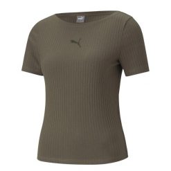 T-shirt Damski Prążkowana Slim. Zielone t-shirty damskie Puma, xl, bez wzorów, prążkowane, bez kołnierzyka. Za 178.99 zł.