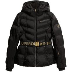 Damska kurtka puchowa Superdry Luxe. Czarne kurtki damskie Superdry, na zimę, bez wzorów, z puchu, bez kaptura. W wyprzedaży za 1,253.15 zł.