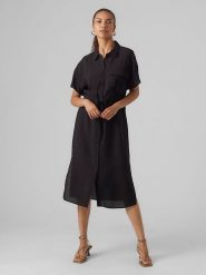 Vero Moda Sukienka "Miris" w kolorze czarnym rozmiar: XS. Czarne sukienki damskie Vero Moda, bez wzorów, z wiskozy, klasyczne, bez ramiączek. Za 52.92 zł.