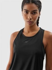 4F Top do biegania szybkoschnący damski - czarny XL. Czarne koszulki sportowe damskie 4F, l, bez wzorów, z dzianiny, bez ramiączek, do biegania. W wyprzedaży za 59.99 zł.