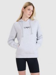 4F Bluza dresowa nierozpinana z kapturem damska - szara XS. Szare bluzy damskie 4F, xs, bez wzorów, z bawełny, z kapturem. W wyprzedaży za 89.99 zł.