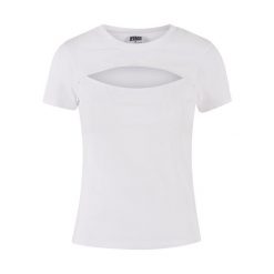 Damska krótka koszulka Urban Classics Cut Out. Białe koszulki sportowe damskie Urban Classics, bez wzorów, bez ramiączek. Za 142.00 zł.