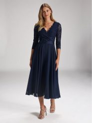 Swing Sukienka koktajlowa 5AE29100 Granatowy Regular Fit. Niebieskie sukienki damskie Swing, bez wzorów, z syntetyku, wizytowe, bez ramiączek. Za 649.99 zł.