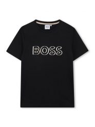 BOSS T-Shirt J52034 D Czarny Slim Fit. Czarne t-shirty i koszulki chłopięce Boss, bez wzorów, z bawełny, bez kołnierzyka, bez ramiączek. Za 149.99 zł.