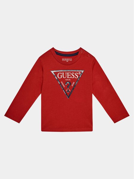 Guess Bluzka N84I24 K8HM0 Czerwony Regular Fit. Czerwone t-shirty i koszulki chłopięce Guess, z aplikacjami, z bawełny, bez kołnierzyka, bez ramiączek. Za 69.99 zł.