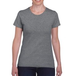 Koszulka Damska Heather Heavy. Szare bluzki damskie GILDAN, xl, bez wzorów, bez kołnierzyka, bez ramiączek. Za 40.99 zł.