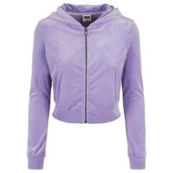 Bluza damska z kapturem Urban Classics aksamitna zip. Niebieskie bluzy damskie Urban Classics, bez wzorów, z kapturem. Za 234.00 zł.