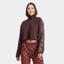Bluza damska ADIDAS Gym & Pilates. Brązowe bluzy damskie Adidas, l, bez wzorów, z materiału, bez kaptura. Za 329.99 zł.