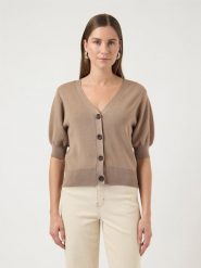 YAS Kardigan w kolorze jasnobrązowym rozmiar: XL. Brązowe kardigany damskie YAS, s, bez wzorów, z wiskozy. Za 96.37 zł.