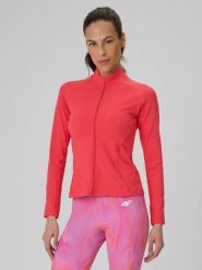 4F Bluza treningowa slim bez kaptura damska - koralowa M. Czerwone bluzy damskie 4F, m, bez wzorów, z materiału, bez kaptura. Za 179.99 zł.