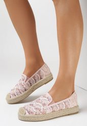 Różowe Espadryle Ampephone. Czerwone espadryle damskie Born2be, z aplikacjami, z koronki, bez obcasa, na płaskiej podeszwie. Za 29.99 zł.