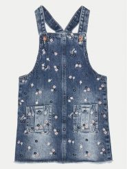 Guess Sukienka jeansowa K5RK11 D45E0 Granatowy Regular Fit. Niebieskie sukienki dziewczęce Guess, z aplikacjami, z bawełny, bez ramiączek, proste. Za 139.99 zł.