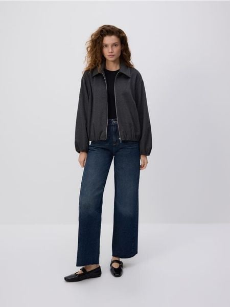 Jeansy wide leg z przeszyciami - indigo jeans. Niebieskie jeansy damskie Reserved. W wyprzedaży za 65.99 zł.