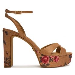 Sandały Aldo. Brązowe kozaki damskie ALDO, bez wzorów, bez obcasa, na słupku, bez zapięcia. Za 509.99 zł.